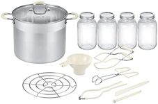 Concord Can-IT by Stainless Steel Canning Pot Set. Includes Canning Rack, Mason Jars, Tongs, Jar Lifter, Funnel, Wrench, Lid Lifter, Mixer/Measurer (Induction Compatible) Silver CI-CS-12DD