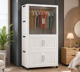 YASONIC Plastic Wardrobe for Kids Clothes - Standing Desk Premium Comfort Foldable Wardrobes for Clothes, Cupboard for Storage Large for Men and Women (Off White, 3 Door)