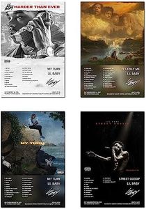 sigeliu Lil Baby Poster Album Cover Limited Edition Posters (Set of 4) Unframed 8in x 12in(20x30cm) Wall Art Decor Print Picture Paintings for Living Room Bedroom Decoration