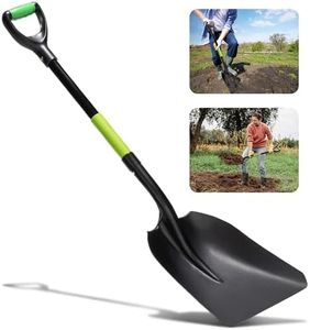 IDZO Aluminum Steel Scoop Shovel Heavy Duty, Ideal Height 44 1/2 Inches Metal Shovel with Strong Aluminum Steel Wide Blade, Durable Grain Shovel, Fiberglass D Handle with Ergonomic EPE Foam Grip