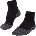 FALKE Women's TK2 Explore Cool Short Hiking Socks, Quarter, Medium Padding, Breathable Quick Dry, Cooling, Lyocell, Black (Black-Mix 3010), 6.5-7.5, 1 Pair