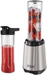 Russell Hobbs 23470-56 Blender and Smoothie Maker to Go [23,500 rpm Power Motor] Includes 2x Mixing Containers 600 ml (BPA-Free, Dishwasher and Shatterproof with Lid) Chopper Stainless Steel