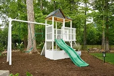 Avenlur Craftsman Modern Swing Set - Outdoor Backyard Swing: Montessori Waldorf Style Slide, Clubhouse, Fort, Gymnastic Bar, Rock Climb Wall, and More for Kids' Imaginative Play - ASTM Cert. - 3-11yr