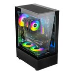 Ant Esports Crystal X2 Mid-Tower Computer Case/Gaming Cabinet - Black | Panoramic Glass, LED Control Button | Support ATX, Micro-ATX, Mini-ITX | Pre-Installed 3 ARGB Infinity Mirror Fans