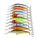 Fishing Hard Minnow Life-Like Swimbait Fishing Topwater Floating Popper Poper Lure Hooks Bait Crankbait for Bass, 0.40oz, 4.5", 10pcs