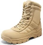 NORTIV 8 Men's Tactical Military Work Boots Side Zipper Outdoor Motorcycle Combat Boots 8 Inches 2.0,Size 10,SAND,TROOPER-PRO