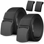 Nylon Belt, 2 Pack Men Military Tactical Breathable Belt, fast through the airport securityMetal, Buckle+Plastic Buckle, Black+black, 51.18 inch/130cm(not included buckle)