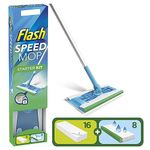 Flash Speedmop Floor Cleaner Starter Kit, Flash Speed Mop, Spray Mop, Dry Wet Mop, All-In-One Floor Mopping System (8 Wet + 16 Dry Pads), Flash Mop Refill Liquid