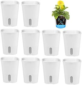 GDWD Set of 10 Self-Watering Flower Pots, Self-Watering Pot with Water Level Indicator, Watering Pot, Herb Pot, Watering System for Indoor and Outdoor Use (9.5 cm)