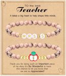 Teacher Gifts for Women, Teacher Appreciation Gifts for Women Pink Initial Bracelet Letter Mrs S Beaded Bracelets Best Teacher Appreciation Gifts