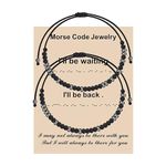 KUIYAI Morse Code Bracelet for Couple I’ll Be Waiting I’ll Be Back Long Distance Relationship Gift (waiting back code brEU)