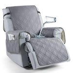 TAOCOCO Waterproof Large Recliner Chair Cover, Non Slip Recliner Covers for Recliner Chair with Double Straps, Reclining Chair Cover Furniture Protector for Kids, Pets(28'', Gray)