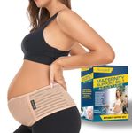 ChongErfei Pregnancy Belly Band Maternity Belt Back Support Abdominal Binder Back Brace - Relieve Back, Pelvic, Hip Pain for Pregnancy Recovery (ZNude, One Size) Beige