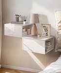 Sivapleso Floating Nightstand, White Mordern Farmhouse Bedside Table Shelf Wall Mounted Wooden Nightstand for Bedroom, Living Room, Bathroom, Entryway Set of 2