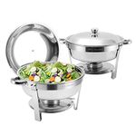 BriSunshine 2 Packs 5QT Chafing Dish Buffet Set,Stainless Steel Buffet Servers and Warmers,Round Chafer Food Warmer with Lid & Holder for Parties Catering