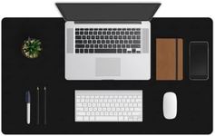 ZBRANDS // Leather Smooth Desk Mat Pad Blotter Protector, Extended Non-Slip Rectangular, Laptop Keyboard Mouse Pad (Midnight Black, 36" x 20")