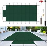 CIDNN Pool Safety Cover Fits Rectangle Swimming Pool with Step, Mesh High Strength Solid inground Pool Cover,Winter Pool Covers for Inground Pools (Green, Fits 20x40ft+4x8ft Pools with Center Step)