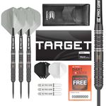 Target Darts Ares 23G Tungsten Steel Tip Darts Set - 6 Pro Grip Shafts - 9 Pro Ultra Flights – Dart Wallet - Dart Counter App Coupon Bundle