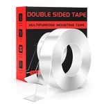 CrazyFun Extra Large Clear Double Sided Tape Heavy Duty,Thick (0.08"×1.2"×200"),Multipurpose Strong Mounting Tape,Removable & Traceless,Adhesive Strips,for Wall Mounting Frame Posters