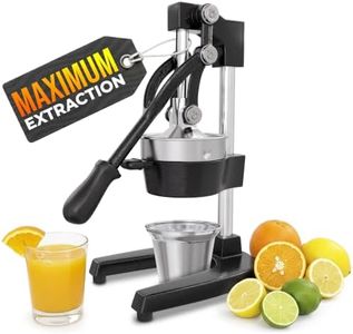Cast Iron Juicer Hand Press, Heavy-Duty Squeezer – One Pull Extracts Full Juice with No Electricity – Manual Citrus Press Juicer & Orange Squeezer for Lemon, Lime, and Lemonade at Home or Bar (Black)