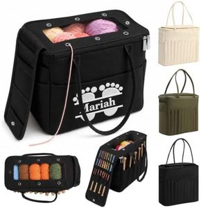 Personalized Canvas Crochet Bag Organizer with Embroidered Name and Icon