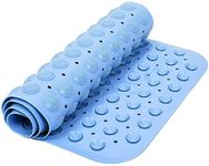 NSXEEN Premium PVC Silicone Shower Bath Mat Anti Slip Bathtub Bathroom Met with Suction Cup, Drain Hole & Anti Skid Non-Slippery Rubber Floormat for Toilet Kitchen (Sky Blue Medium-68.5X35.5 CM)