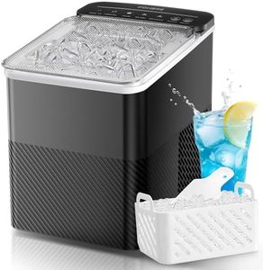 FOHERE Ice Maker Machine Countertop, 14KG Ice Cube Maker with Self-Cleaning Function, 9 Cubes in 5 Mins, 2 Bullet Ice Sizes, Portable Ice Machine with Ice Scoop & Basket (Black)