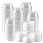 [200 Sets] 2 oz. Plastic Jello Shot Cup Containers with Snap on Leak-Proof Lids, Jello Shooter Shot Cups, Sauces, Liquid, Dips, Souffle Cups, Freezer Safe (2 oz)