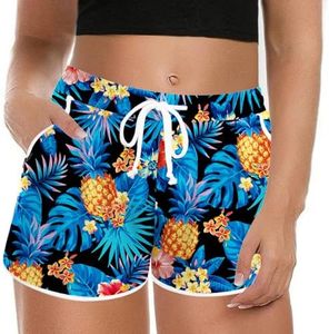 IN'VOLAND Women's Plus Size Swim Shorts Quick Dry Beach Boardshorts Swimwear Bottom Trunks with Pockets 2025, Blue Pineapple, 20W