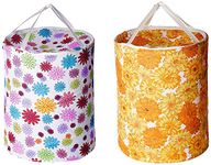 Kuber Industries Round Cloth Foldable Laundry Basket Bag Set of 2 Pcs, Volume:-30L,Multi Color