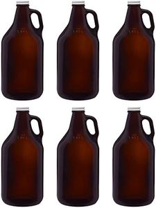 DISCOUNT PROMOS 6 Amber Glass Beer Growlers Set, 64 oz. - Screw on Lid, Sturdy, Barware - Amber