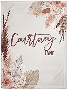 Girls Love A Monogram-Boho Floral Baby Blanket with Name-Custom Blankets for Girls-Personalized Bohemian Personalized Baby Blankets with Name