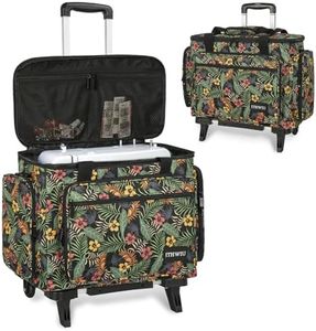 ITHWIU Sewing Machine Case with Wheels, Universal Rolling Trolley Tote with Shoulder Strap & Multiple Storage Pockets Compatible with Most Standard Singer, Brother, Janome, Floral, Sewing Machine Bag