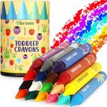 TinyGeeks 18 Colors Jumbo Crayons + Non Toxic Crayons for Toddlers 1-3 | Washable Crayons for Kids Ages 4-8 | Easy To Hold Large Crayons | Crayons For Toddlers 2-4 Years | Travel Crayons