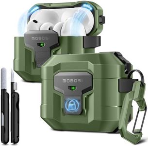 MOBOSI for AirPods Pro 3 Case 2025 with Drop-Proof Lock, Cleaning Kit & Keychain, Compatible with MagSafe, Military-Grade Protection Hard Cover for iPods Pro 3rd Generation, Green