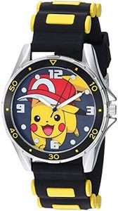 Accutime Kids Pokemon Pikachu Analog Quartz Watch for Boys, Girls, and Adults All Ages, Pikachu Red Cap, Japanese