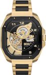 Diesel Watch for Men Flayed, Three Hand Movement, 47 mm Black, Gold Stainless Steel Case with a Stainless Steel Strap, DZ7471