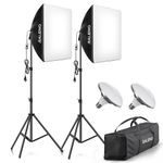 RALENO Softbox Lighting Kit, 20’’×20’’ Photography Studio Lighting with LED Bulbs(50W, 5500K, CRI=97, TLCI≥97), Continuous Lighting for Video Recording, Portraits, Product Shooting, Model: PS70