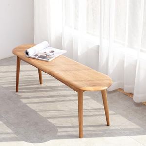 kikiumi Walnut Skinny Bench,100% Solid Oak Narrow Bench for Bed Ends, Entryway,Dining Room,Mid-Century Style Solid Wood Furniture
