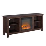 Walker Edison Essential 58" Traditional Rustic Farmhouse Electric Fireplace TV Stand - Brown