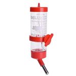 DreamAuro Leak Proof Cage Attachment Water Bottle Cum Feeder for Hamster, Guinea Pig, Rabbit, Puppy, Cat, Kitten, Dwarf, Gerbil, Mice and Ferret (250 ml, Red)