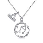 Qings 925 Sterling Silver 12 Constellation Dazzling Libra Necklace, Unique Astrology Necklace Cubic Zircon BFF Necklaces for Children Lovely Stocking Filler