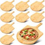 Gerrii 9 Pcs Wooden Pizza Peel 15.75 Inches Bamboo Pizza Peel Pizza Cutting Board Pizza Paddle Spatula with Handle for Baking Pizza Oven Vegetables Fruits Cheese Board Homemade Kitchen Accessory