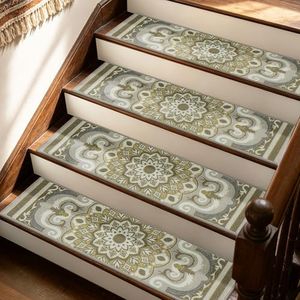 JSEI Stair Treads, 15 Pack 8" X 30", Sage Ivory/Antique Gold