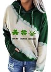 EFOFEI Woman St Patrick's Day Women's Cozy Sweatshirt Long Sleeve Green Plaid Tops Leaf 3XL