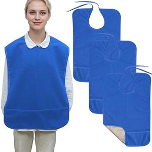 Jotogoyob Non Slip Bib for Adults for Eating,Waterproof Adult Large Towel Bibs for Elderly Women Men Washable(3pack,Blue)