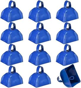 Metal Cowbells - 12 Pack, 3 Inch Blue Cow Bells for Sporting Events, Cheering, Spirit, Loud Cow Bell Ideal Hand Percussion Cowbells Noise Makers for Sporting Events, Football Games, and Celebrations