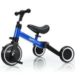 COSTWAY Toddler Tricycle for 1-4 Years Old Boys Girls, Convertible Baby Balance Bike Kids Trike with Detachable Pedal, Adjustable Seat and Handlebar (Blue)