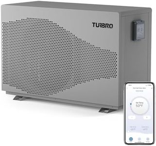 TURBRO 58,000 BTU DC Inverter Swimming Pool Heat Pump, WiFi Control Electric Pool Heater for Above and Inground Pools up to 18,000 Gal, Heating and Cooling, Up to 15.8 COP, 220-240V, Beluga B58V