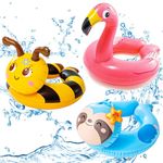 POPOYU 3Pcs Inflatable Pool Toys for Kids,Flamingo Bee Sloth Pool Inflatables Pool Floats,Swimming Pool Toys Swimming Rings for Summer Gift,Swimming Pool Beach Toys,Pool Party Decorations